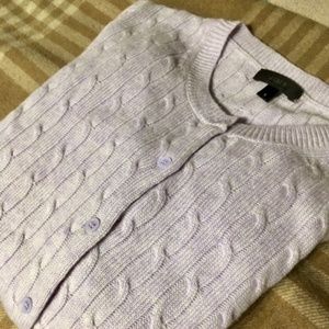 j Crew Cambridge cable Cardigan lilac lavender